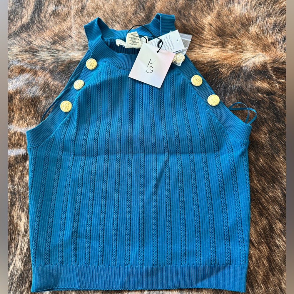 Sincerely Jules Teal Button-Accent Tank Top